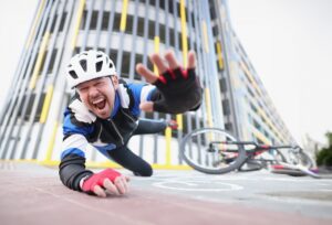 Cyclist,Screaming,Falls,Off,Bike,Onto,Asphalt.,Fatal,Injury,Related
