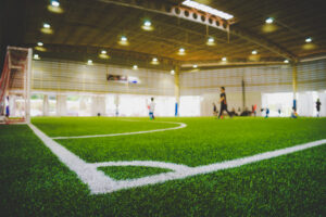 Corner,Line,Of,An,Indoor,Football,Soccer,Training,Field,In